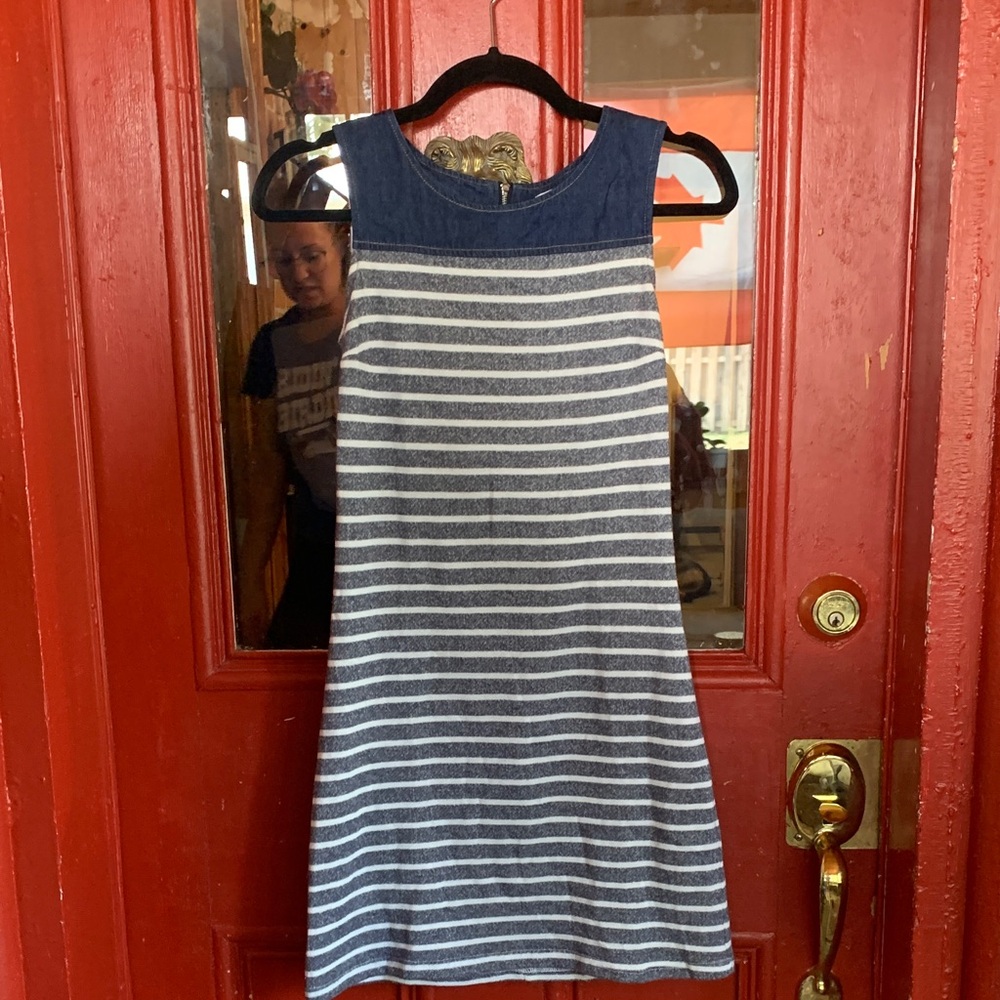 Point Zero Blue and White Striped Mini Dress